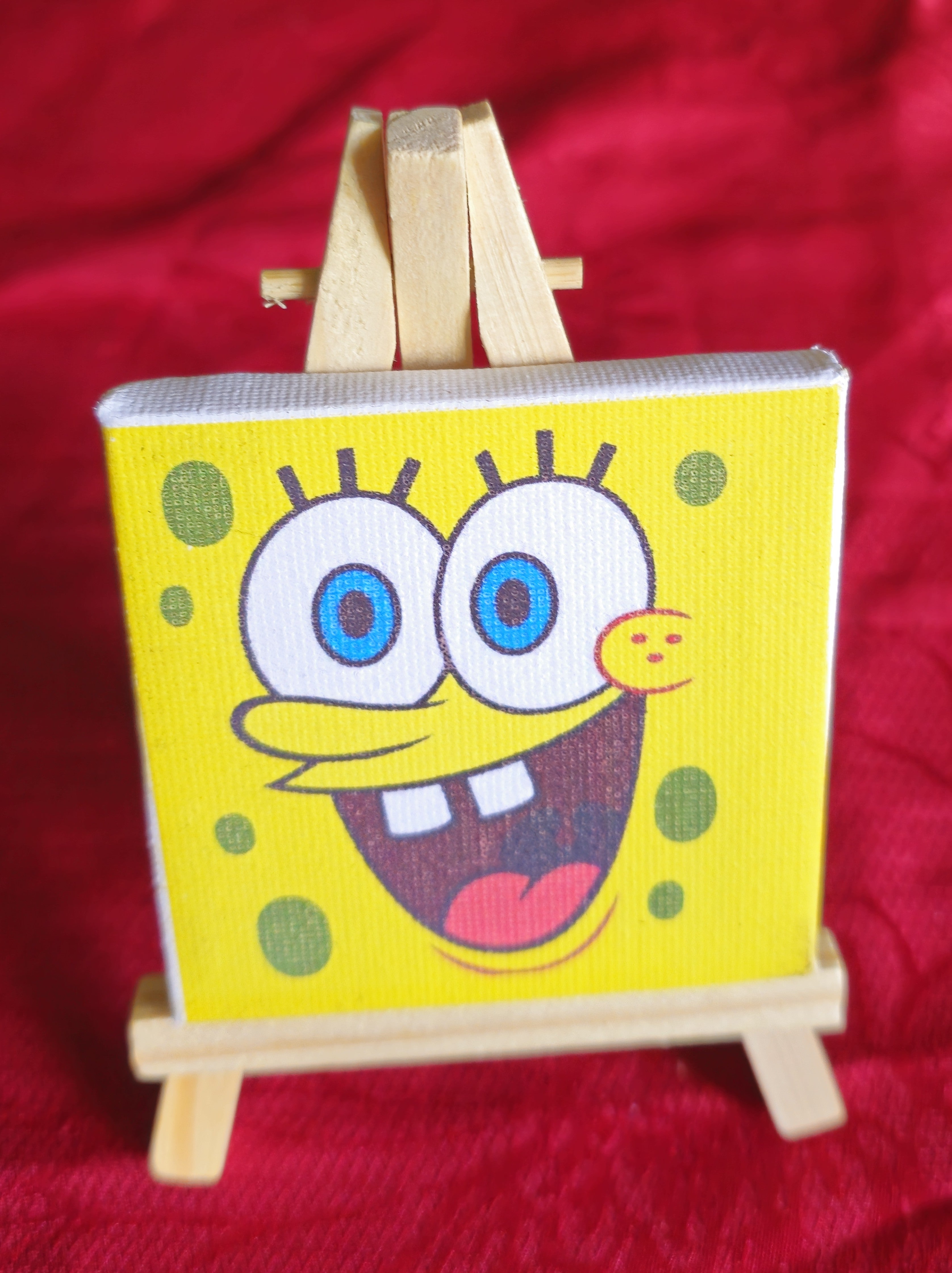 Mini toile "Bob l’éponge" sur chevalet en bois