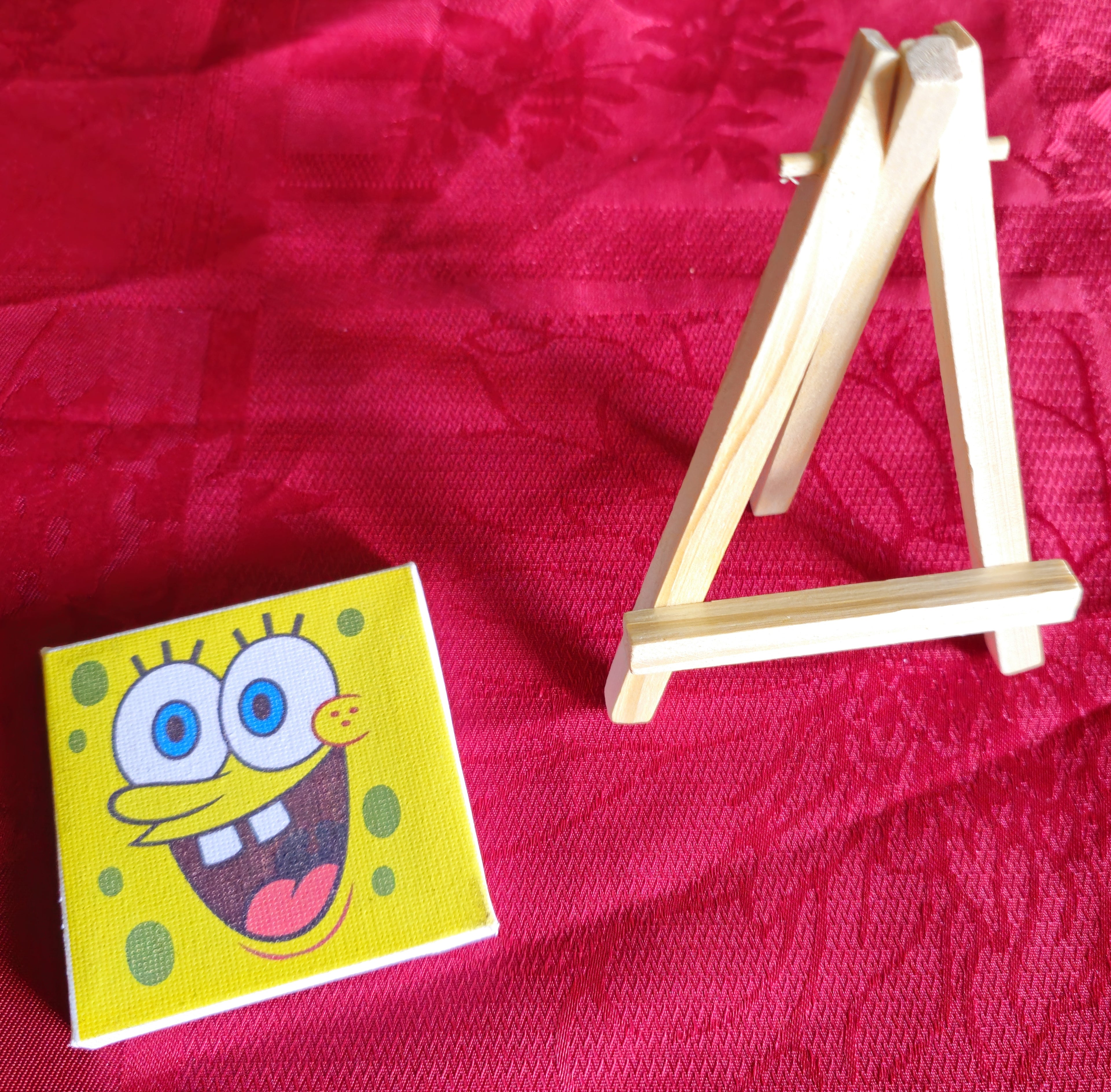 Mini toile "Bob l’éponge" sur chevalet en bois